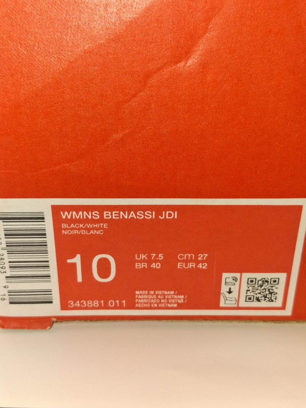 The Nike Benassi JDI 343881-011 Black/White Women's Slides in US 10 - Picture 7 of 7